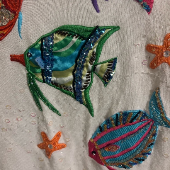 Vintage 90s‎ Jack B. Quick Embroidered Fish V-Neck Shirt 1X - Picture 6 of 6